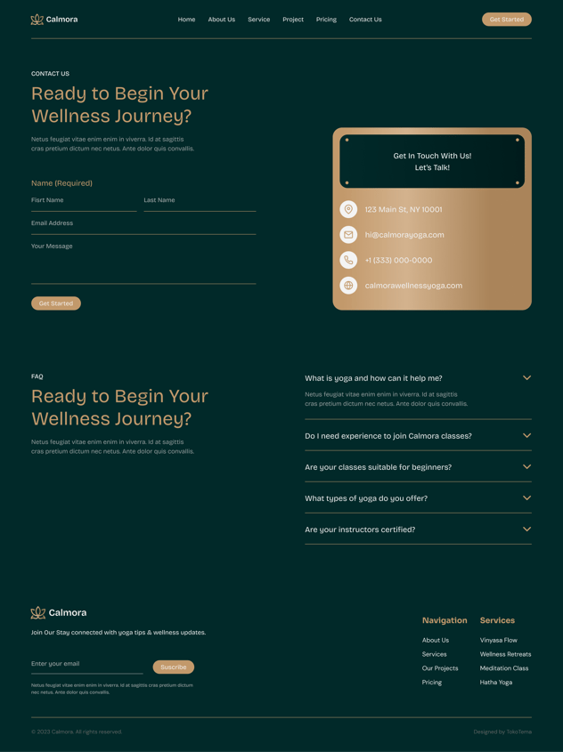 Calmora Wellness & Yoga Studio Website Elementor Template Kits, WP